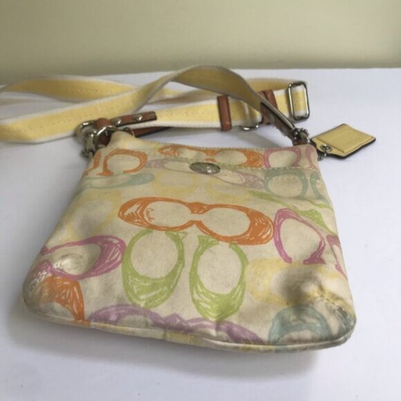 COACH Mini Signature SCRIBBLE CC Crossbody Bag Shoulder Lather Fabric Hobo Zip - Picture 6 of 13